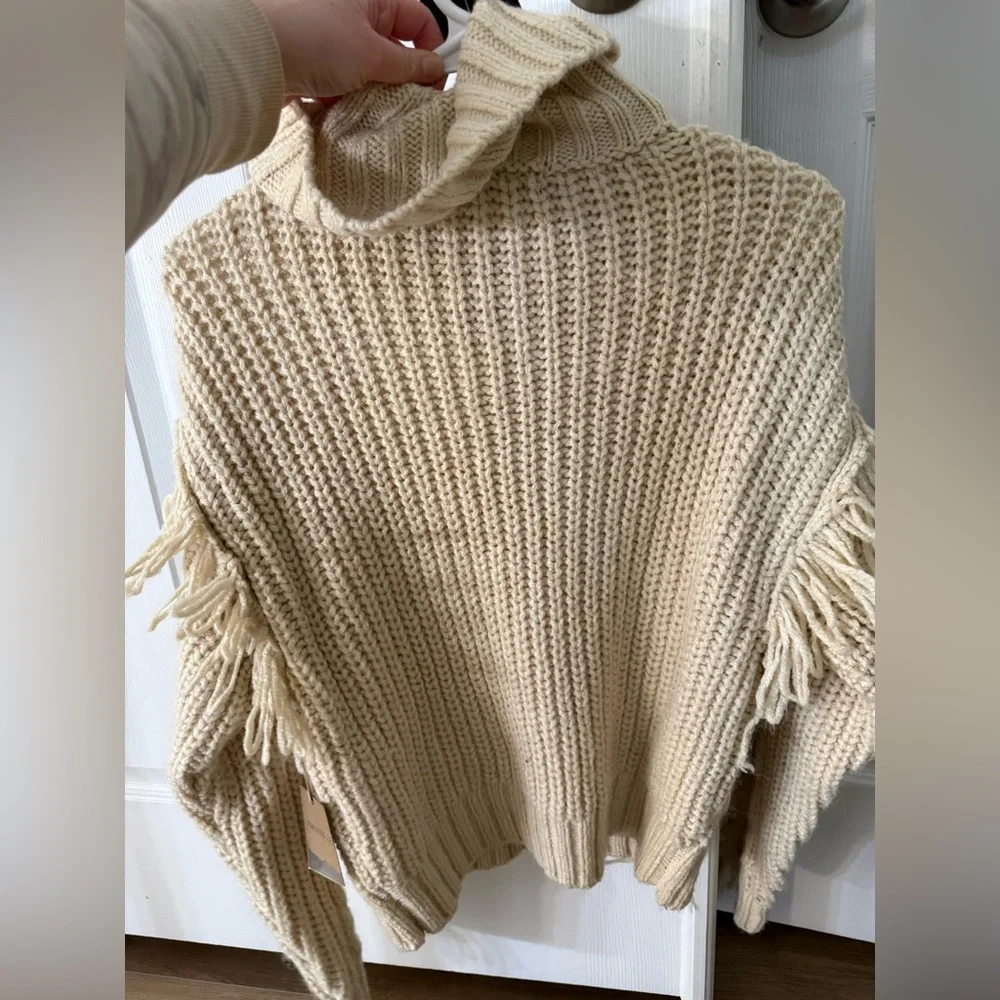 Cozy Cream Cable Knit Fringe Sweater - Picture 3 of 5